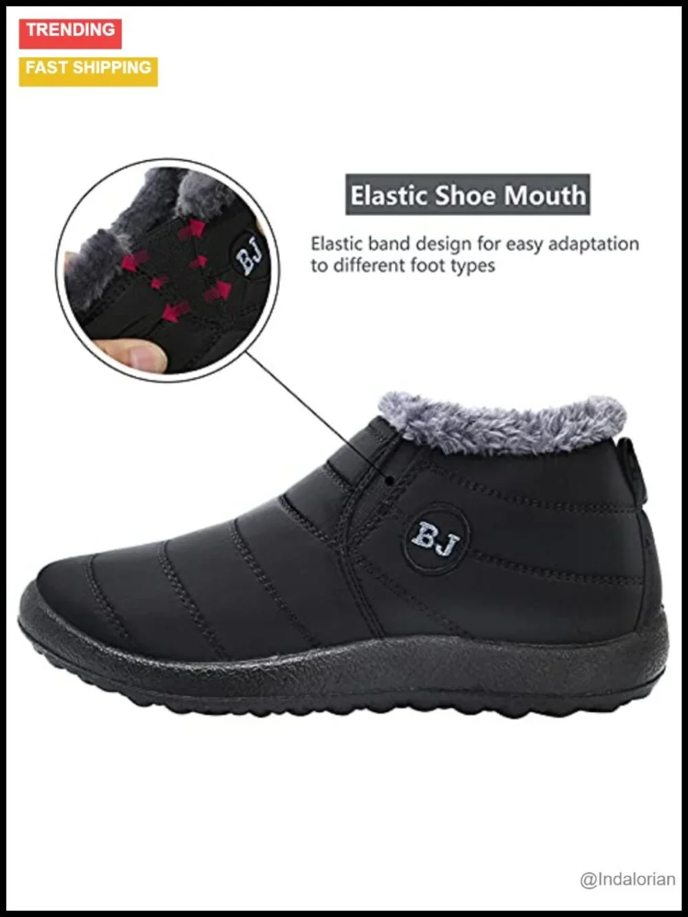 Fur Lined Warm Ankle Snow Boots Slip On Lightweight Outdoor Footwear